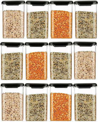 Swanoll Plastic Grocery Container  - 1200 ml(Pack of 12, Black)