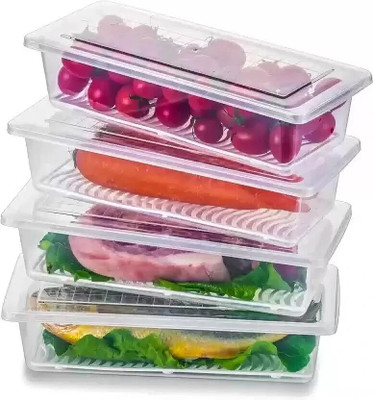 RABBITO Plastic Fridge Container  - 1500 ml(Pack of 4, White)