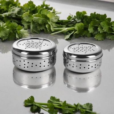 DAZVI Steel Utility Container  - 650 ml, 400 ml(Pack of 2, Silver)