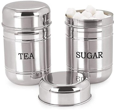 Tannu Craft Stainless Steel Tea Coffee & Sugar Container  - 750 ml(Pack of 2, Silver)