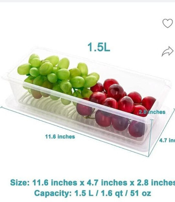 vee maa creation Plastic Fridge Container  - 1500 ml(Pack of 4, Off White)