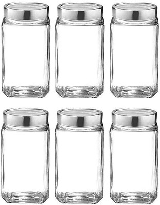 PANEL'S Glass Grocery Container  - 1000 ml(Pack of 6, Clear)