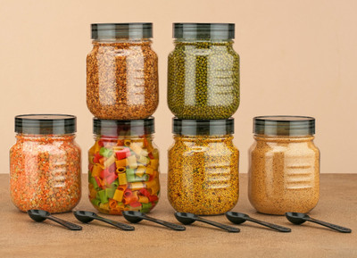 EMBICON Plastic Grocery Container  - 750 ml(Pack of 6, Black)