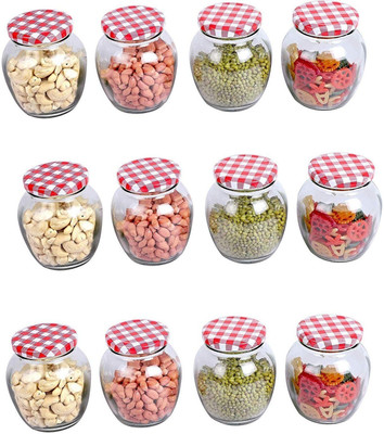 Sueriv Glass Grocery Container  - 250 ml(Pack of 12, Clear)