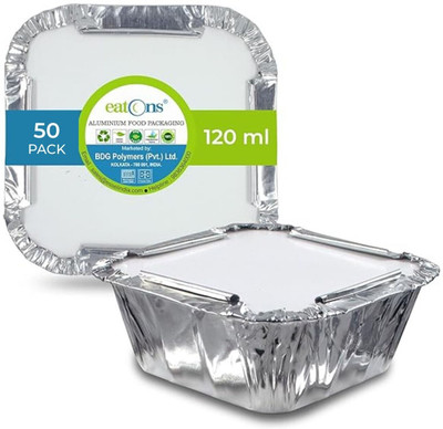 EATONS Aluminium Utility Container  - 120 ml(Pack of 50, Silver)