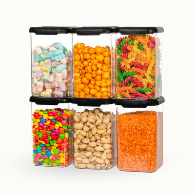 TEX-RO Polypropylene Grocery Container  - 1100 ml(Pack of 6, Black)