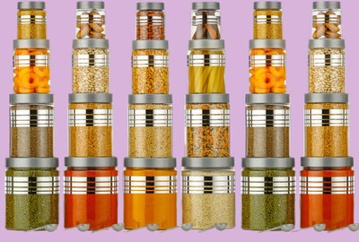 Ecodex Plastic Grocery Container  - 1200 ml(Pack of 16, Silver)
