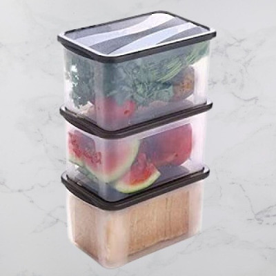 ADMONITION Plastic Grocery Container  - 2000 ml(Pack of 3, Clear, Black)