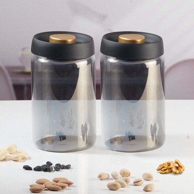 Kookee Glass Grocery Container  - 100 ml(Pack of 2, Grey)