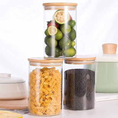 Jc trading Glass Grocery Container  - 1050 ml(Pack of 3, Clear)