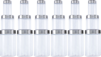 KOLORR Plastic Grocery Container  - 200 ml, 500 ml, 1400 ml(Pack of 18, Clear)