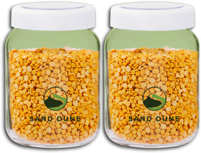 Sand Dune Glass Grocery Container  - 750 ml(Pack of 2, Clear, White)
