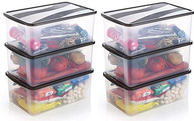 UNDERZZONE Plastic Grocery Container  - 2000 ml(Pack of 6, Clear)