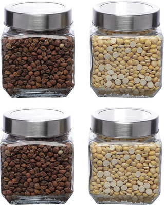 Kalsigate Glass Grocery Container  - 600 ml(Pack of 4, Clear)