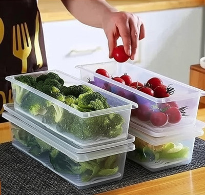 Polyhomes Plastic Fridge Container  - 1500 ml(Pack of 7, White)