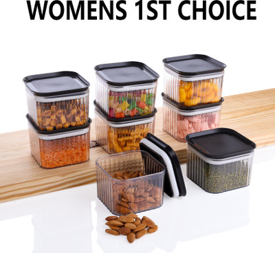 MAZAK Plastic Grocery Container  - 500 ml(Pack of 8, Black)
