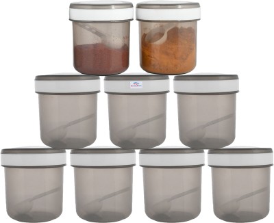 Heart Home Plastic Grocery Container  - 350 ml(Pack of 9, Grey)