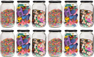 Machak Glass Grocery Container  - 1000 ml(Pack of 12, Clear)