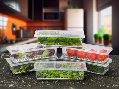 Jstar Plastic Fridge Container  - 1500 ml(Pack of 6, Clear)