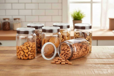 Swanoll Plastic Grocery Container  - 1500 ml(Pack of 6, Brown)