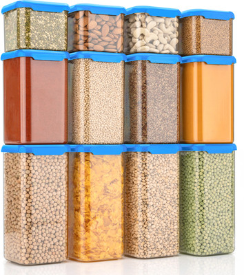 forsel Plastic Grocery Container  - 500 ml, 1100 ml, 1500 ml(Pack of 12, Light Blue)