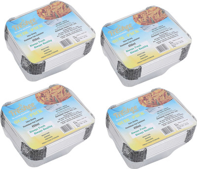Freshee Aluminium Utility Container  - 450 ml(Pack of 4, Silver)