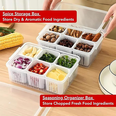 NEWSPARSH Plastic Fridge Container  - 2200 ml(Pack of 2, White)