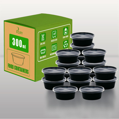 PERFY Plastic Utility Container  - 300 ml(Pack of 75, Black)