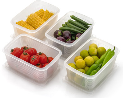 FIRSTPOLY Plastic Fridge Container  - 1800 ml(Pack of 4, Transparent)