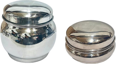 Dynore Stainless Steel Utility Container  - 850 ml, 300 ml(Pack of 2, Silver)