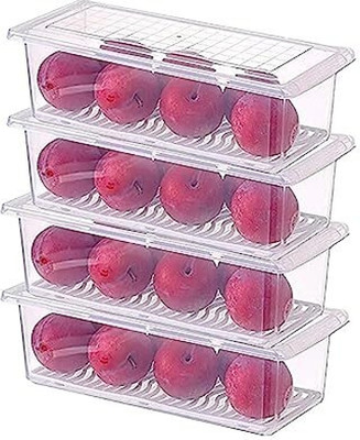 Finner Plastic Fridge Container  - 1500 ml(Pack of 4, White)
