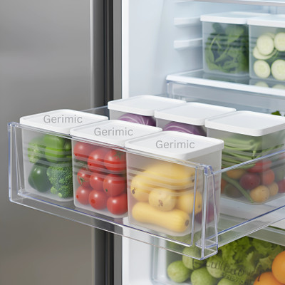 Gerimic Plastic Fridge Container  - 1200 ml(Pack of 6, Transparent)