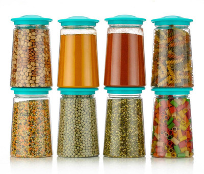 BHALALA ENTERPRISE Plastic Grocery Container  - 1100 ml(Pack of 8, Green)