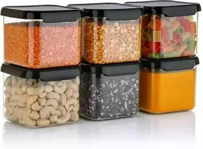 SARAZA Plastic Grocery Container - 550 ml(Pack of 6, Black)