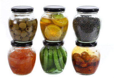 NAVPATH Glass Grocery Container  - 350 ml(Pack of 3, Black)