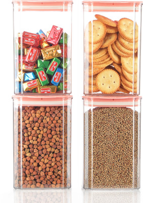 HS Store Plastic Grocery Container  - 900 ml(Pack of 4, Pink)
