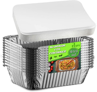 PERFY Aluminium Utility Container  - 500 ml(Pack of 100, Silver)