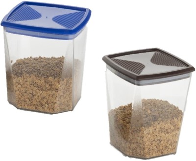 ECONEST Plastic Grocery Container  - 900 ml(Pack of 2, Brown, Blue)