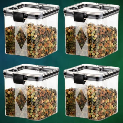 ADMONITION Plastic Bread Container  - 700 ml(Pack of 4, Black, White)