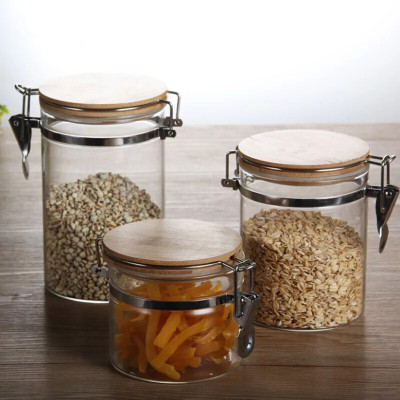 NAVPATH Glass Grocery Container  - 700 ml(Pack of 4, Clear)