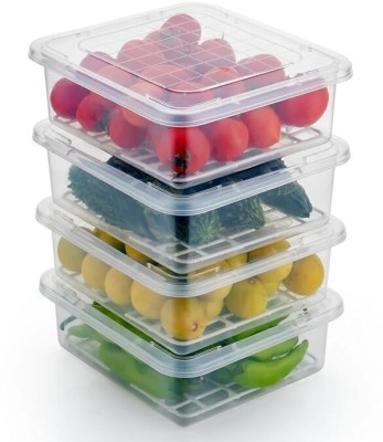 halfmoon Plastic Fridge Container  - 2500 ml(Pack of 4, White)