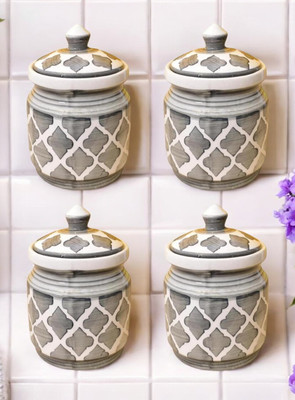 Jimkia Ceramic Pickle Jar  - 200 ml(Pack of 4, Grey)