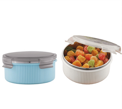 Nabhya Steel Utility Container  - 490 ml(Pack of 2, Blue, Grey)