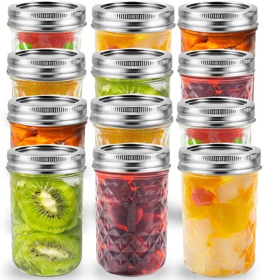 Star Work Glass Grocery Container  - 320 ml(Pack of 12, Clear)