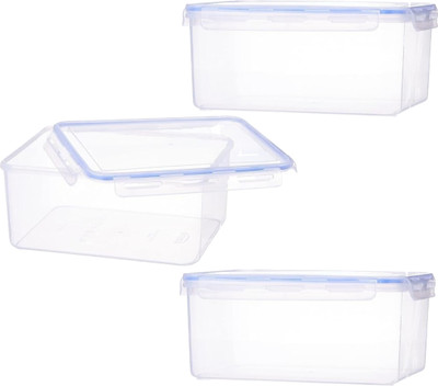 Nabhya Plastic Grocery Container  - 6400 ml(Pack of 3, White)
