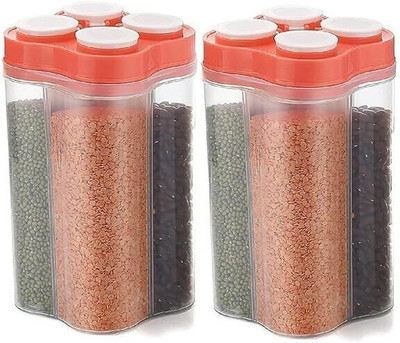 Home trust Plastic Grocery Container  - 2500 ml(Pack of 2, Orange)