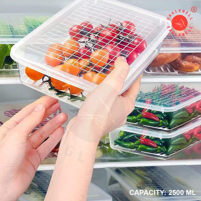 EagleWell Plastic Fridge Container  - 2500 ml(Pack of 4, Clear)