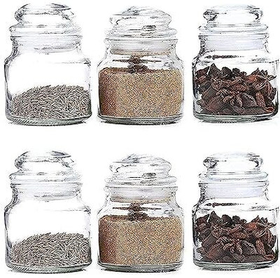 DEVDOX Glass Pickle Jar  - 600 ml(Pack of 6, Clear)