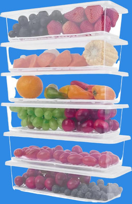 MAXIITOOLII Plastic Fridge Container  - 1500 ml(Pack of 6, Clear)