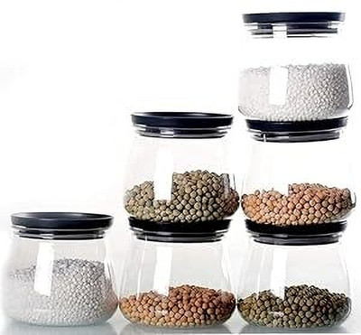 Buynow Plastic Grocery Container  - 800 ml(Pack of 6, Black)